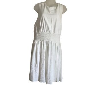 Torid White Seersucker Smocked Waist Sleeveless Dress Size 2 Plus‎ Size Summer